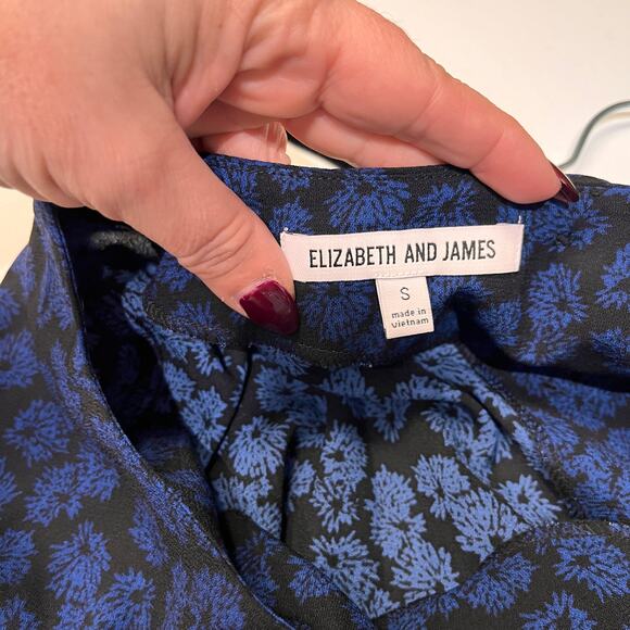 Elizabeth And James Blue Black Floral Long Sleeves Maxi Dress Size Small - Picture 9 of 13